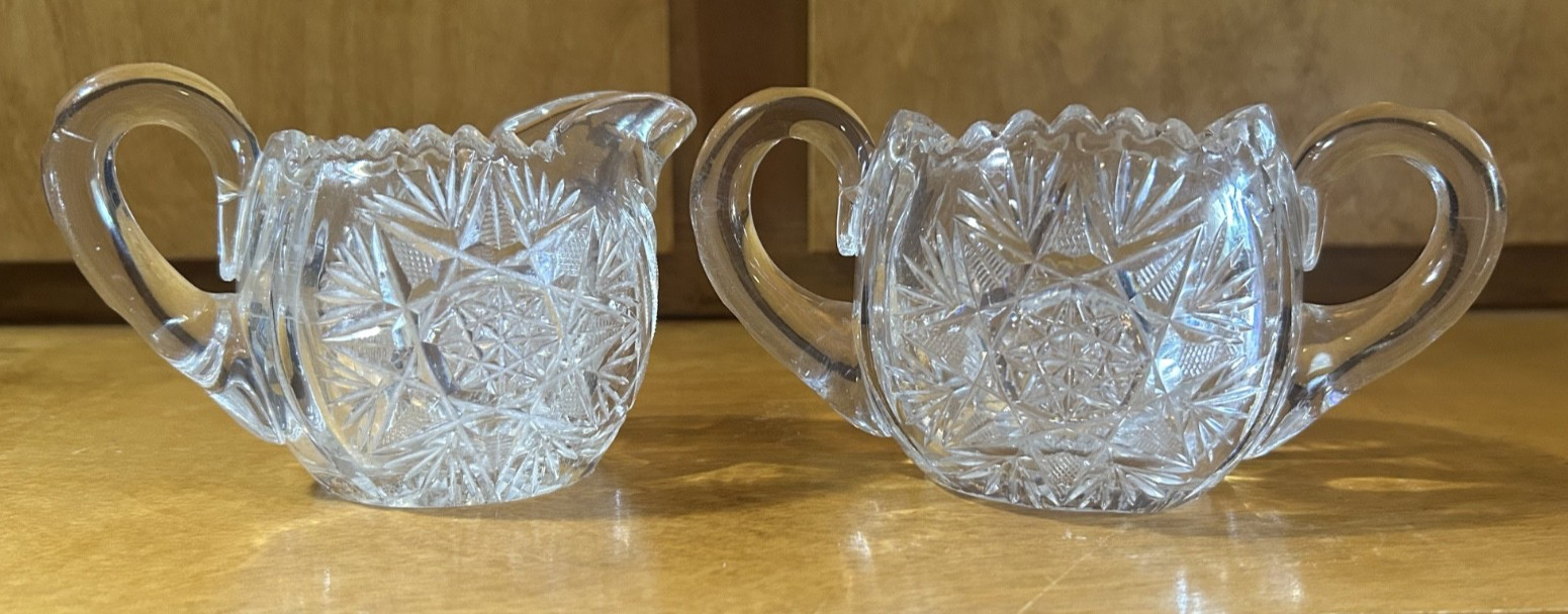 ANTIQUE AMERICAN BRILLIANT PERIOD (1876-1915) CREAMER AND SUGAR BOWL SET