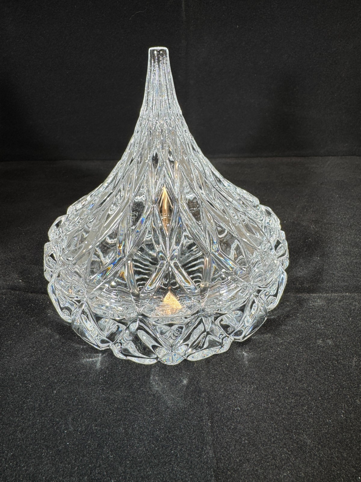 Shannon Crystal Hershey’s Kiss Shaped Clear Cut Covered Candy Dish, EUC