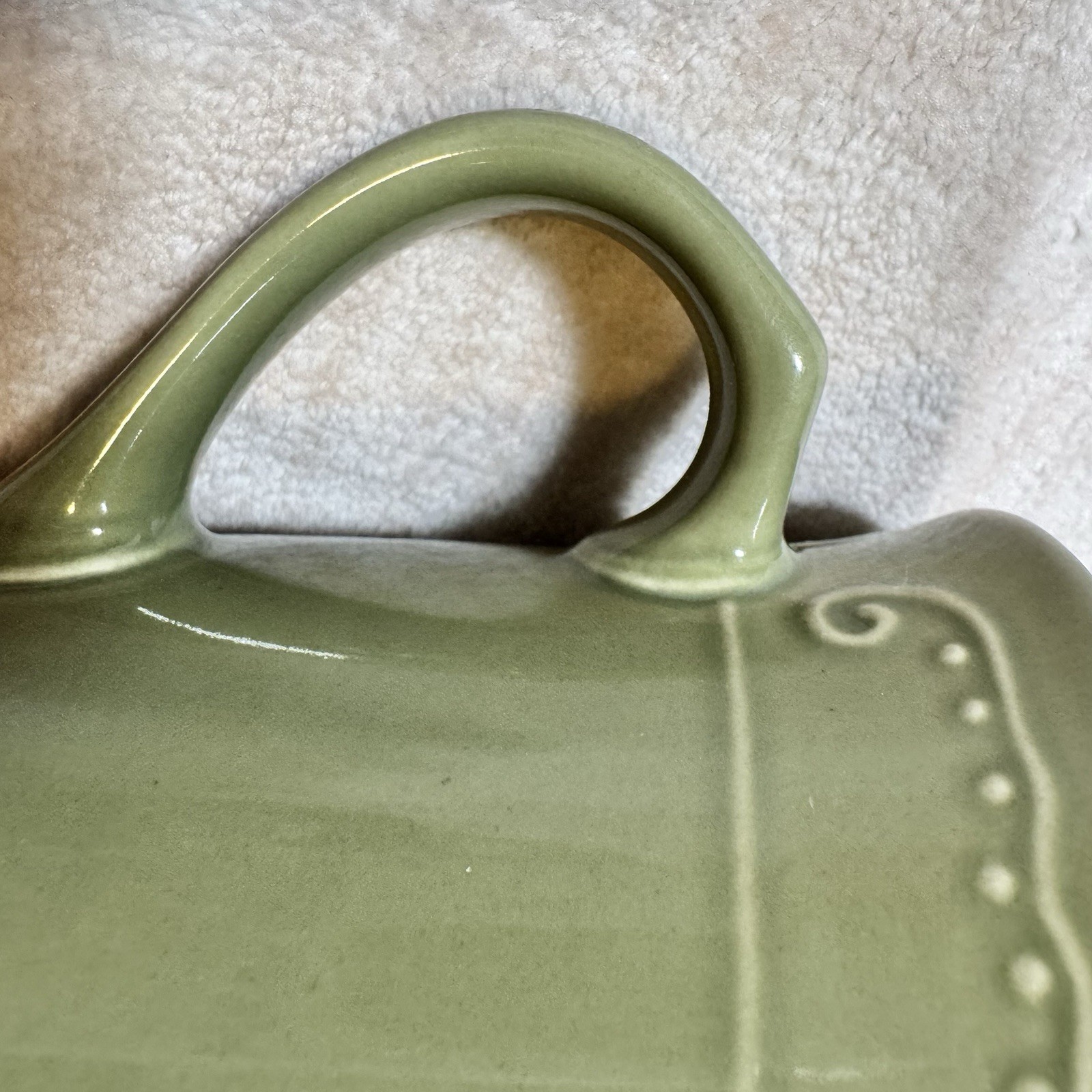 Isabella By Kennex Sage Green Stoneware Coffee Mugs Set of 6 Embossed Retired