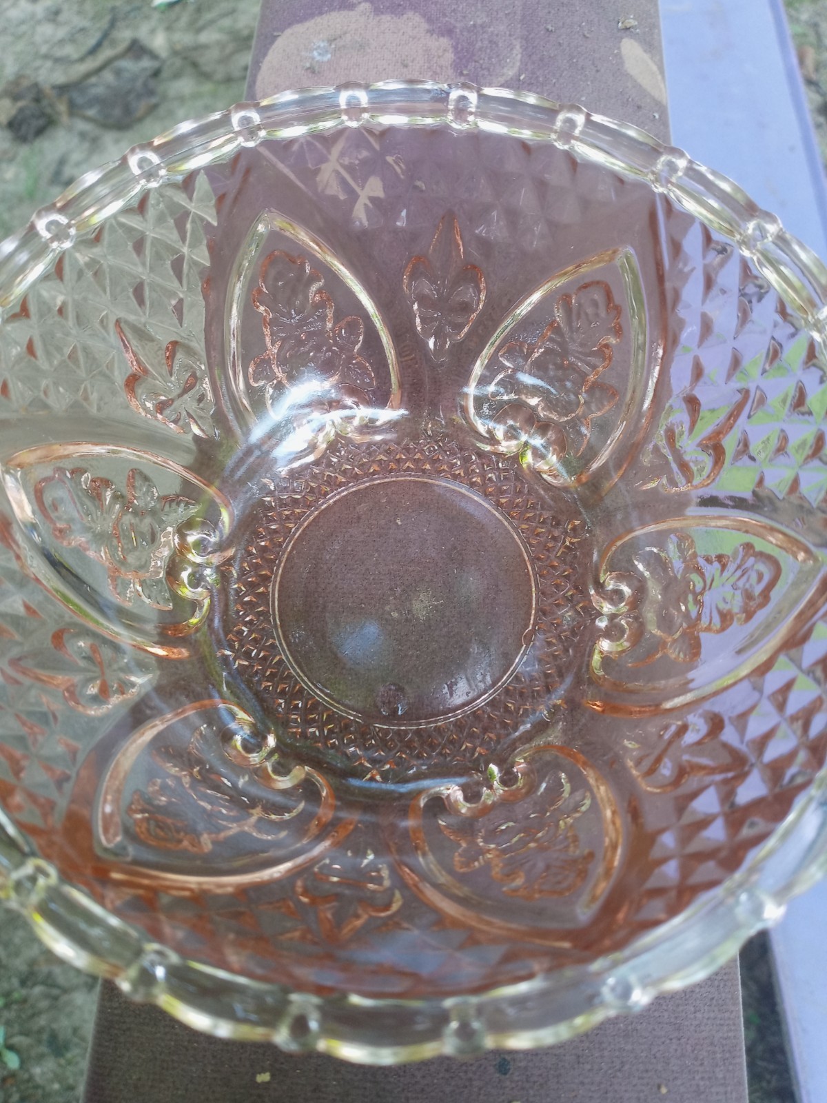 KIG Indonesia Glass Covered Three Part Candy Or Trinket Dish