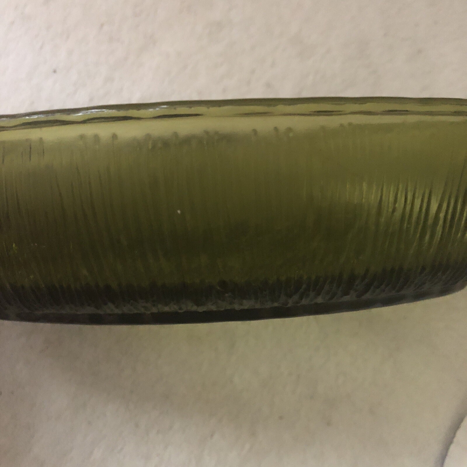 Oval Serve Dish Planter Bark Pattern 9.25×5.25×2.2 FTD 1975 Avocado Green Glass