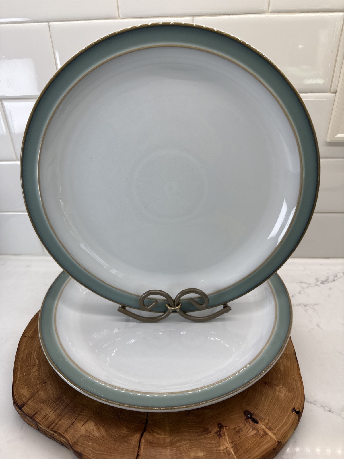 4-Denby England Regency Green 10 3/8″ Dinner Plates