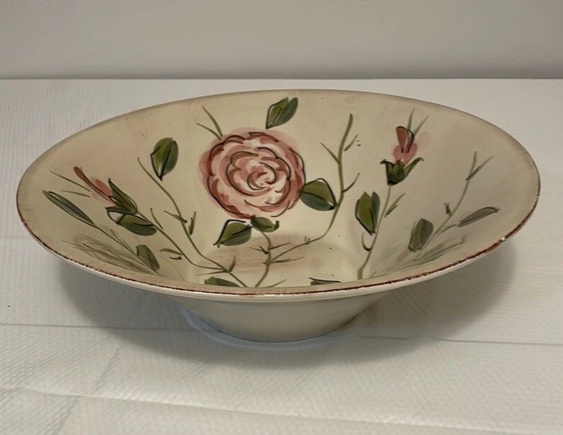 PIER 1 Ceramic Earthenware Large Serving Bowl Toscana Roses Italian 13.5 inches