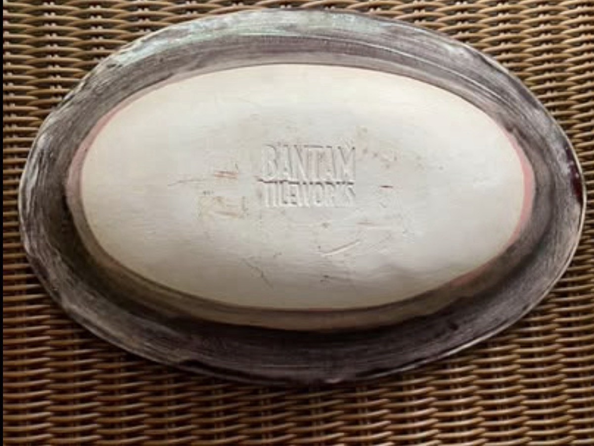 Handmade Original Bantam Tileworks Studio Art Pottery 12″ Lace Red Bowl