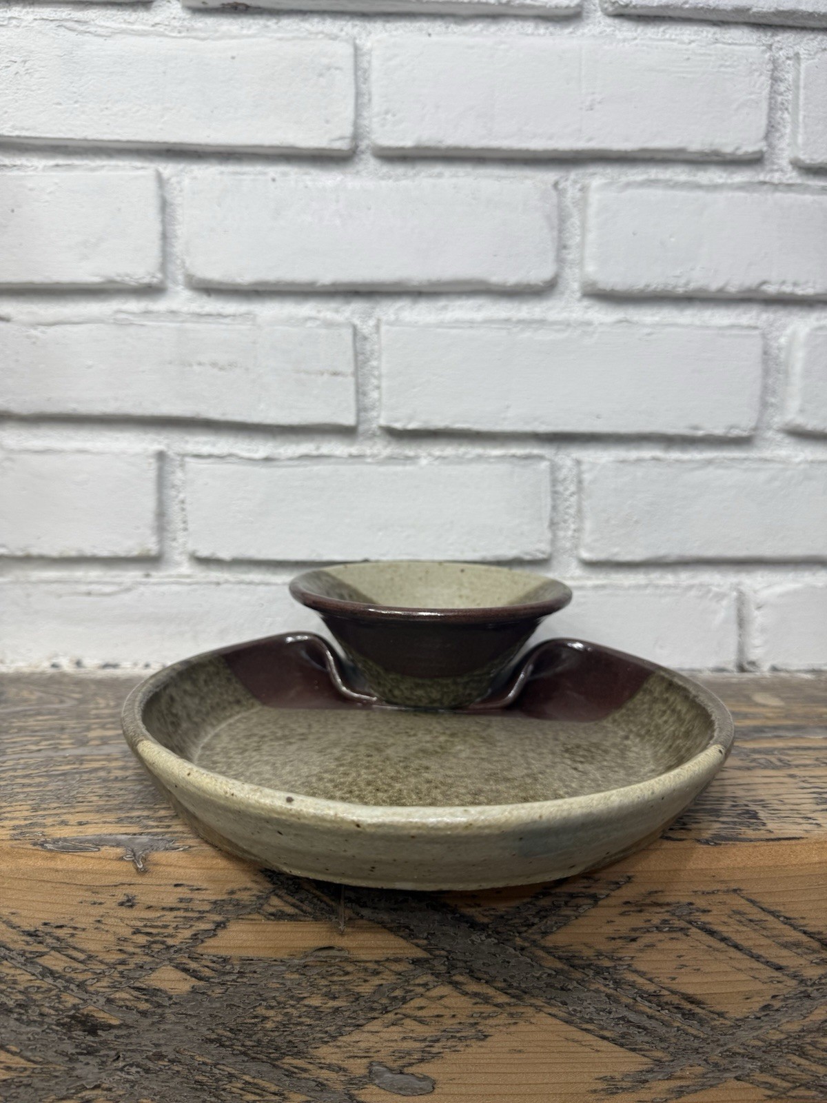 Seagrove Pottery North Carolina Stoneware Chip Dip Plate Platter