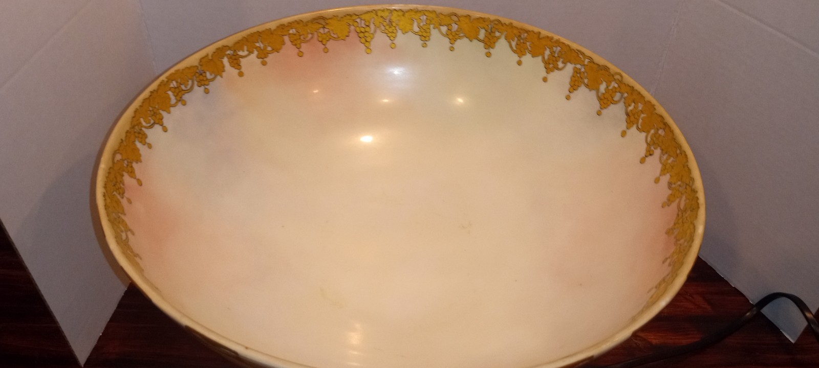 Stunning Antique T&V Limoges Hand-Panted Porcelain Punch Bowl With Matching Base