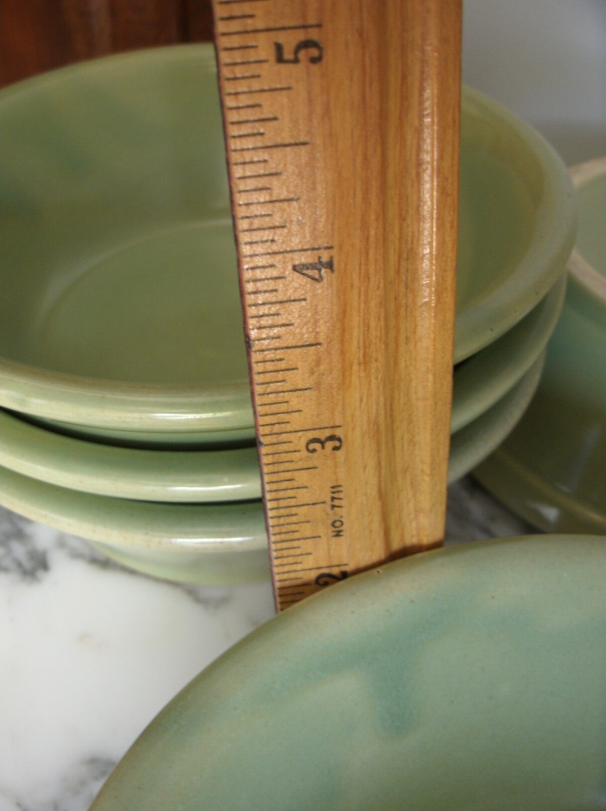 Set of FIVE Green Vintage La Solana Pottery Stoneware Oven Ware Soup Bean Bowl