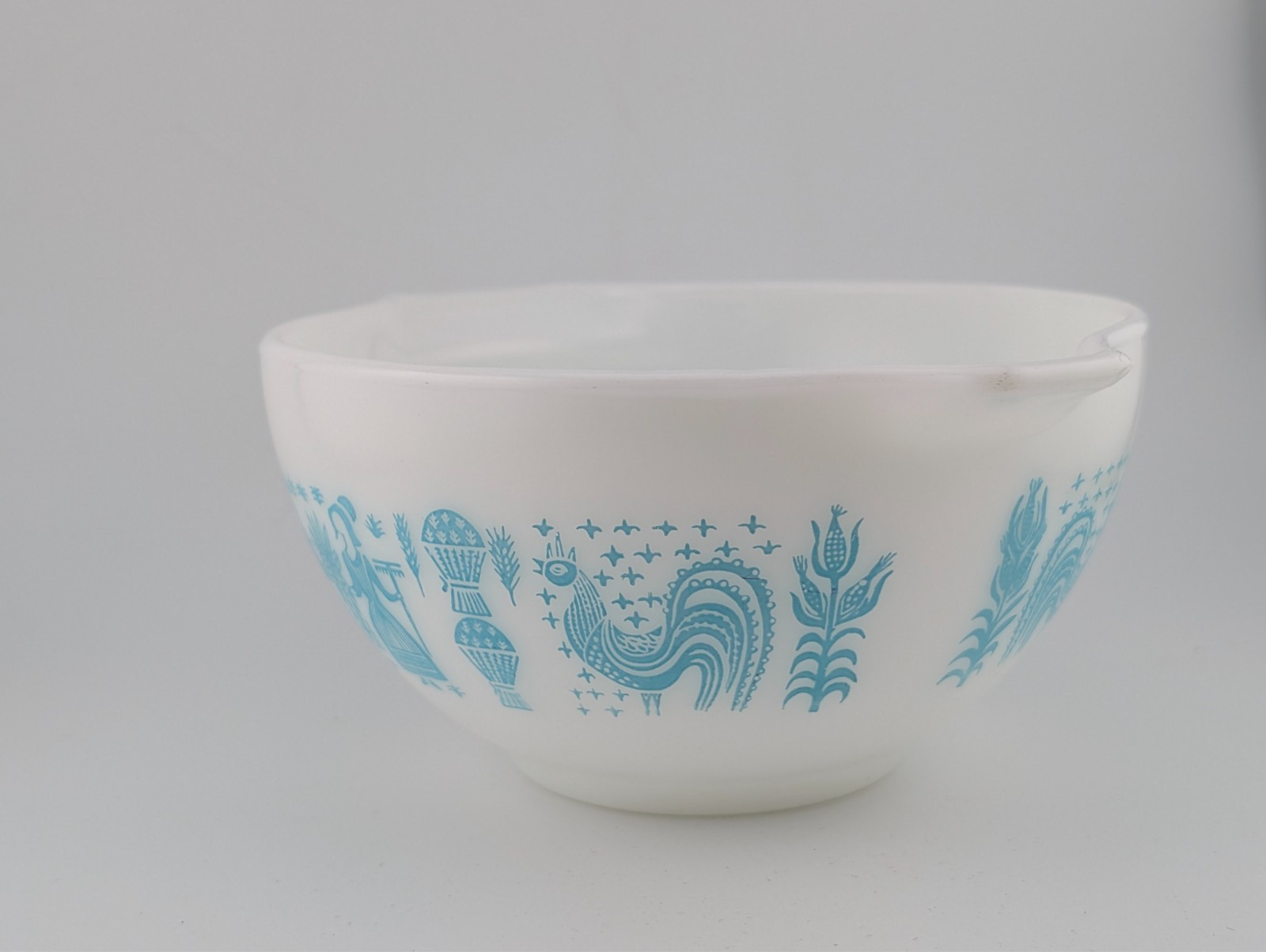 Vintage PYREX Amish Butterprint Turquoise Milk Glass Cinderella Bowl 441 1 1/2 P