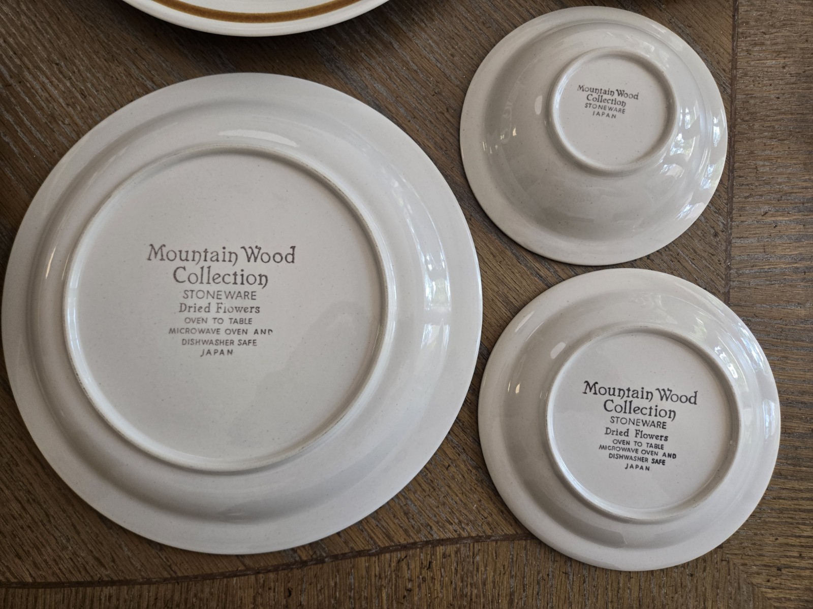 Vintage Mountain Wood Collection Stoneware Plates Bowls Dried Flowers 12pc Lot