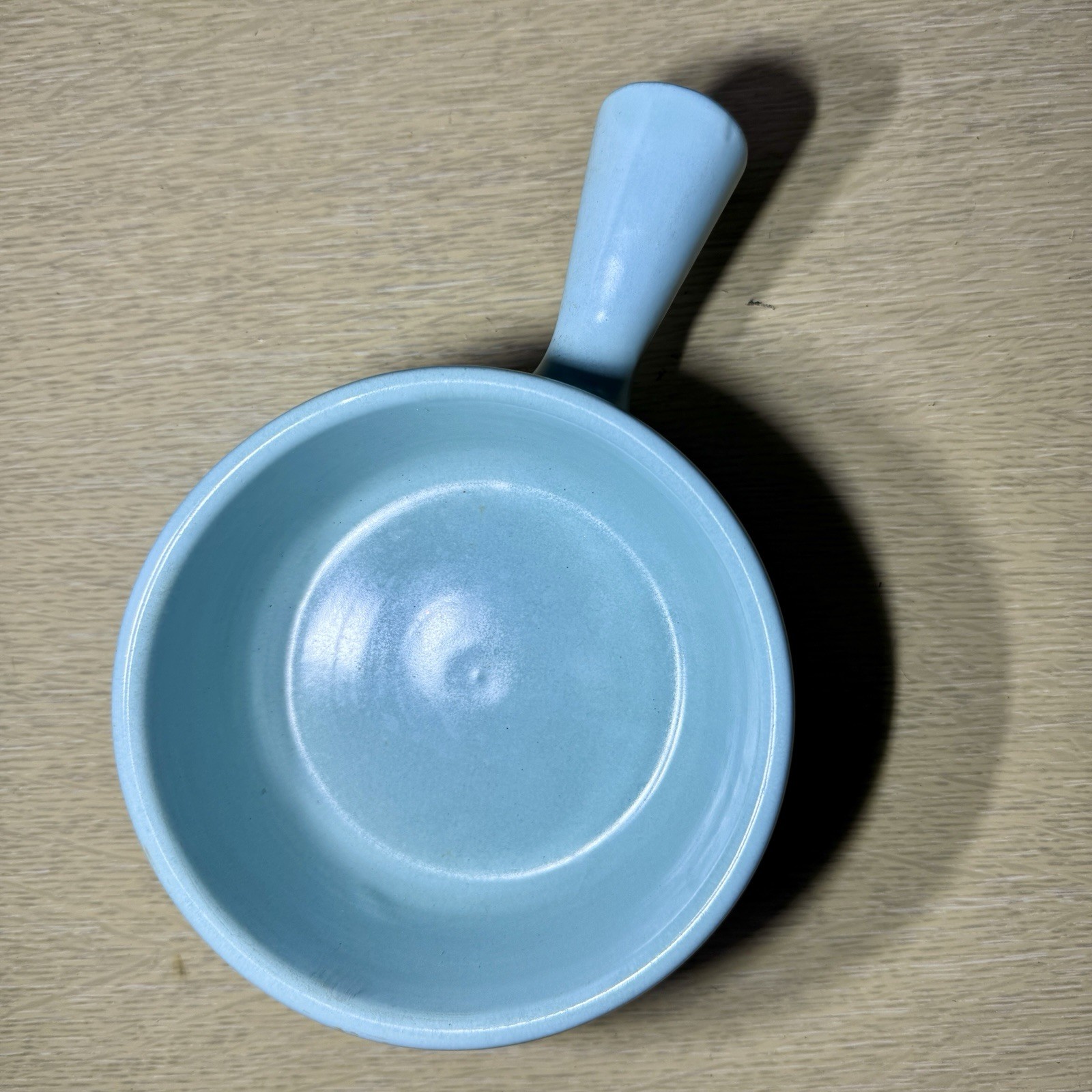 Vintage Mid-Century La Solana POTTERY Handled BOWL w/ Lid Blue