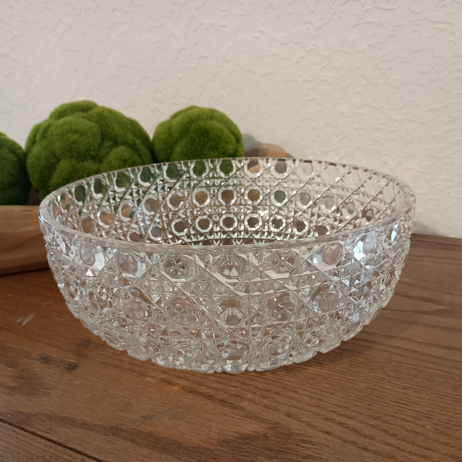 Federal Glass Windsor Clear 9 ¼” Serving Bowl Button And Cane Design Vintage