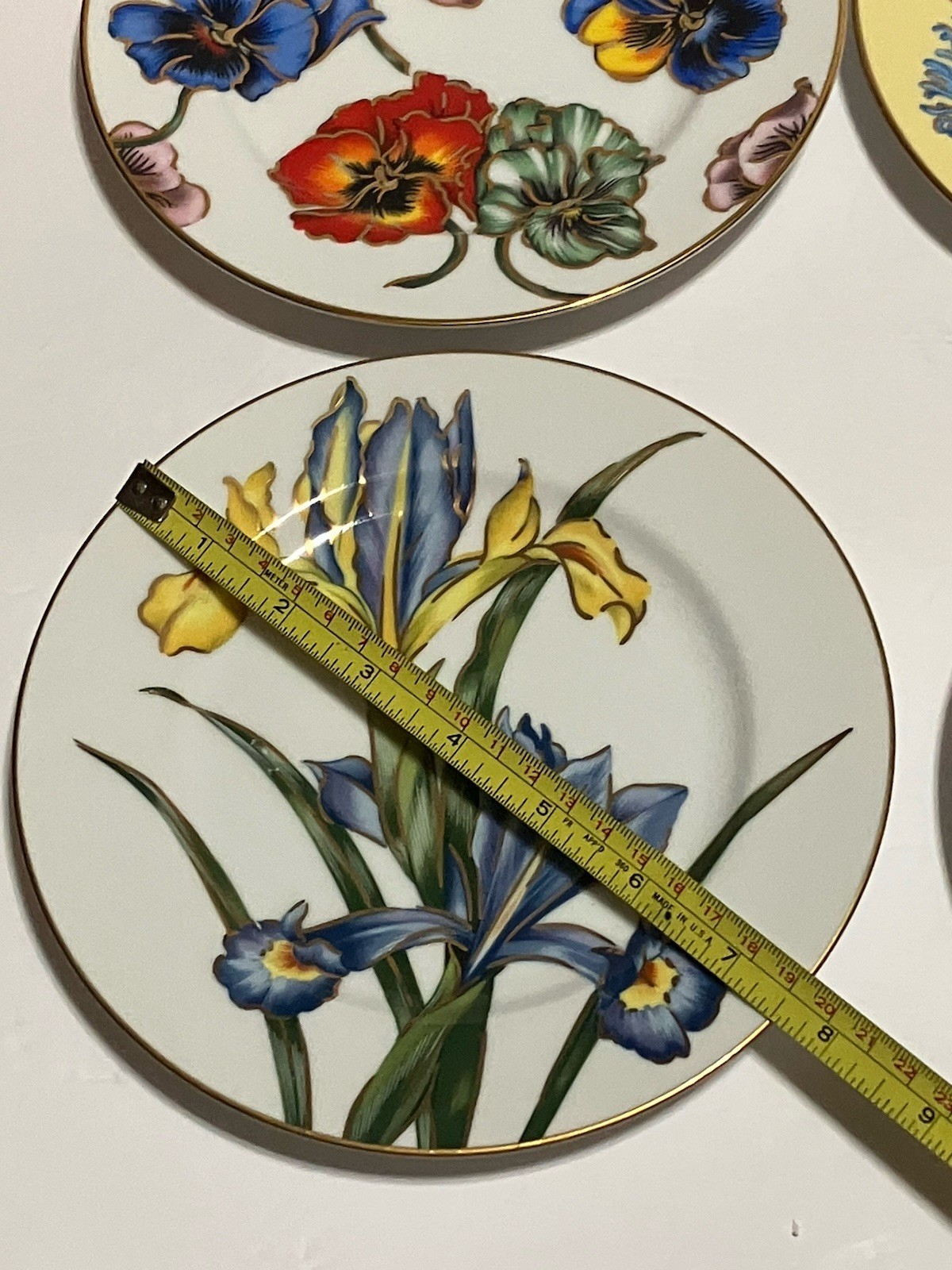 Fitz And Floyd Salad/ Bread Plates (4) Floral Porcelain Gold Trim 7.5 Inches