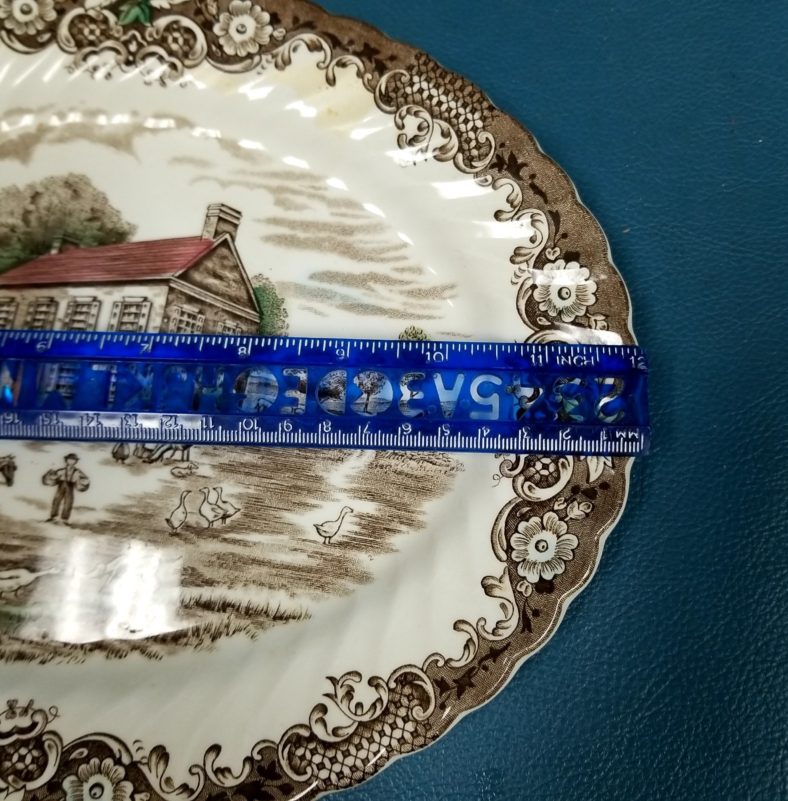 VTG Johnson Bros Heritage Hall 12×9 Oval Platter Pennsylvania Fieldstone England