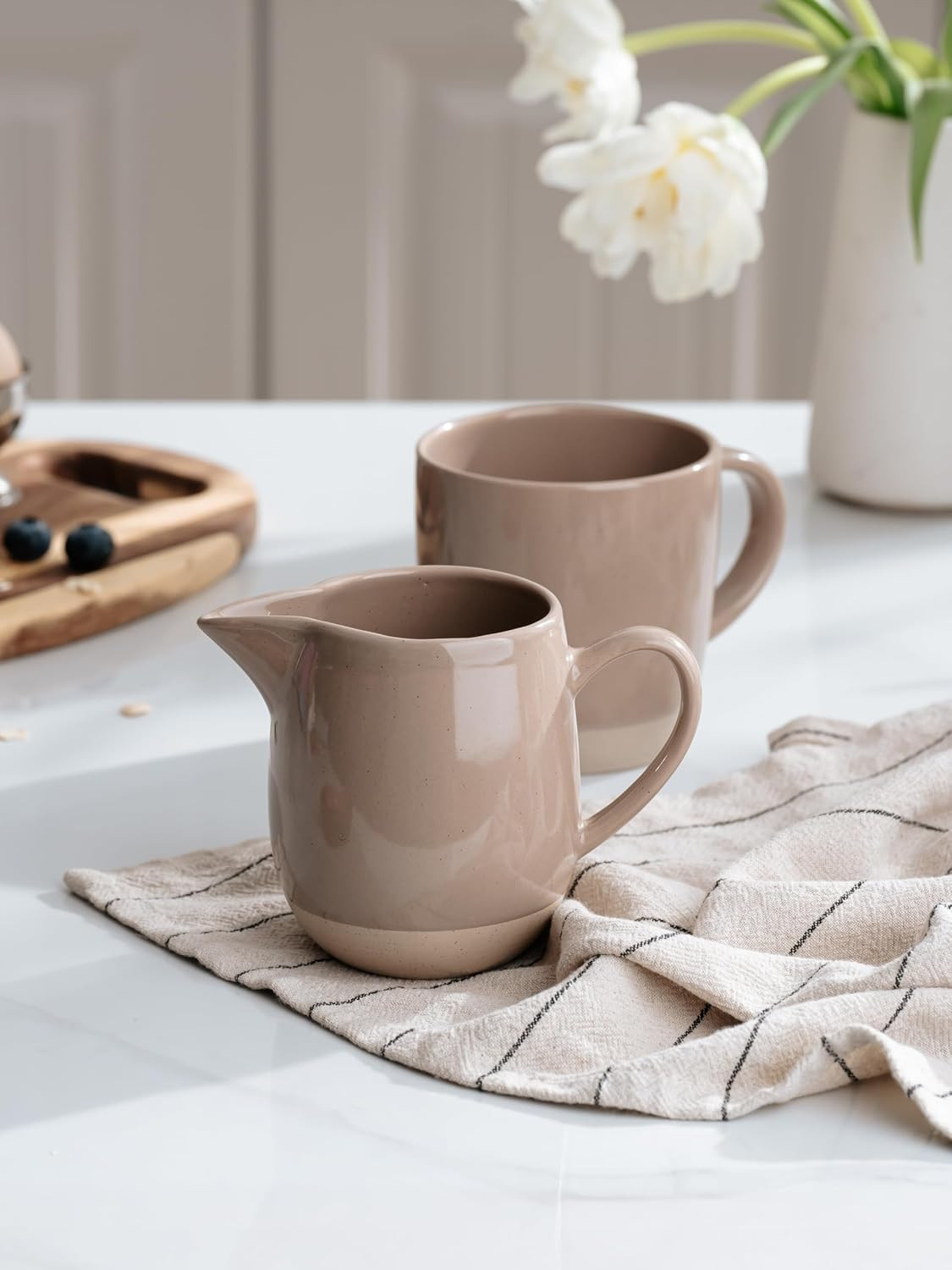 Milkyway 13oz Creamer with Handle, Ceramic Coffee/Milk/Sauce/Serving/Salad Pitch