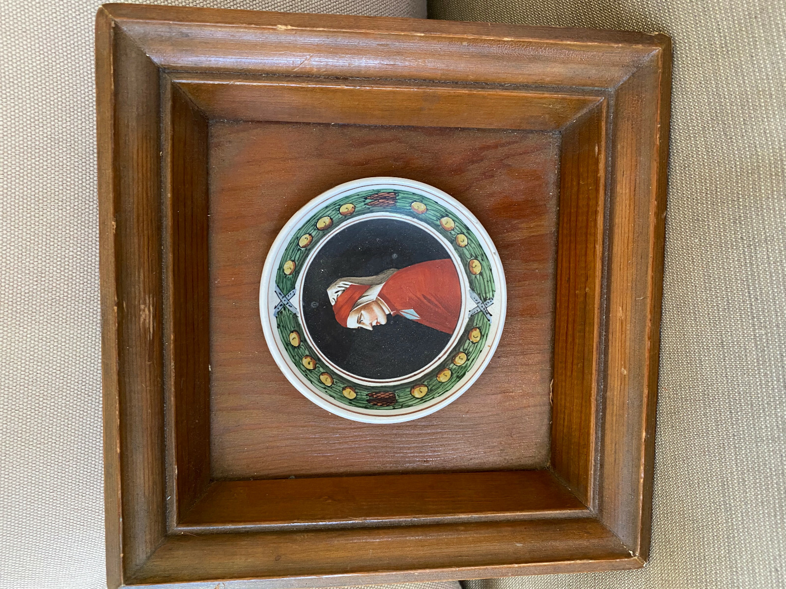 Wooden Frame Antique Italian Medallion Verbanum Stone Sci Laveno