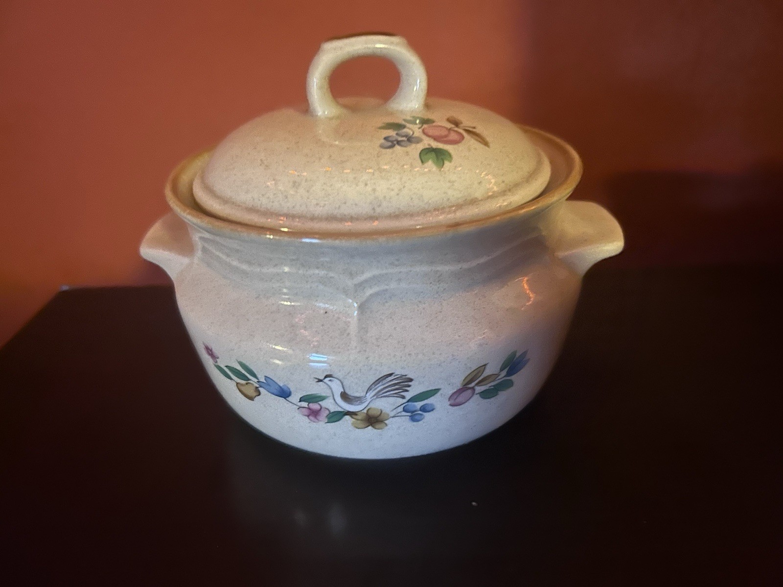 International Stoneware Japan Heartland Covered Dish With Lid Birds