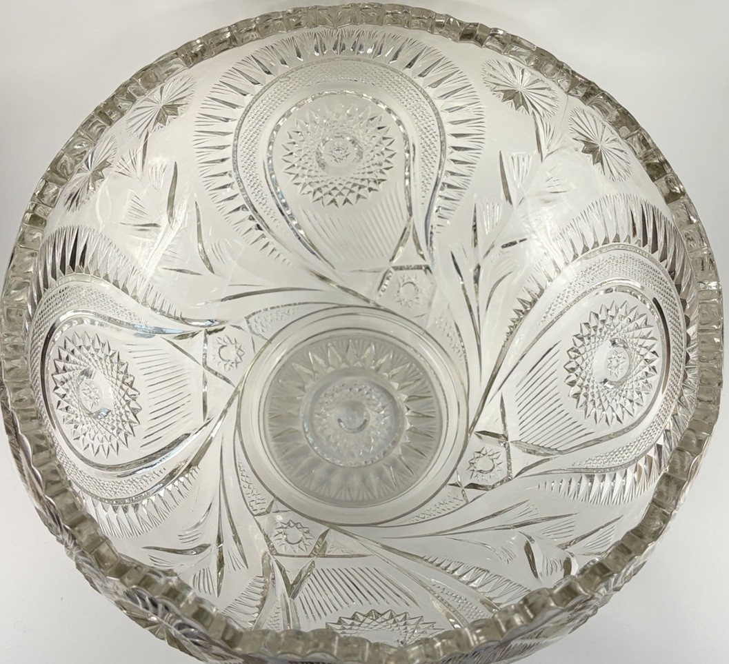 Smith Glass pinwheel And Stars Large Punch Bowl