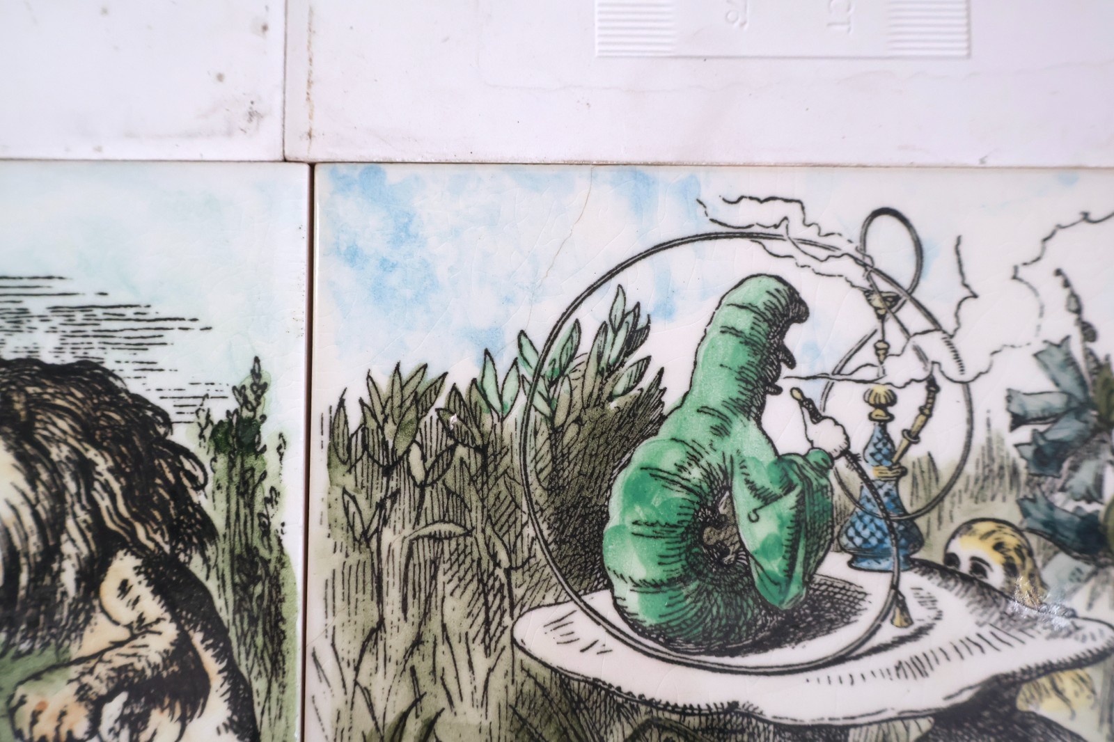 Set of Four Vintage English Pottery Alice in Wonderland Tiles