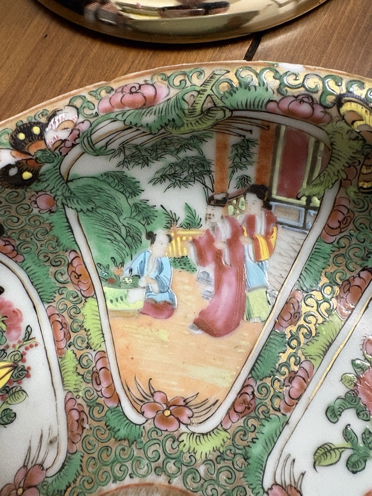 Antique 19th Century Chinese Rose Medallion Porcelain Platter- 11×9 in