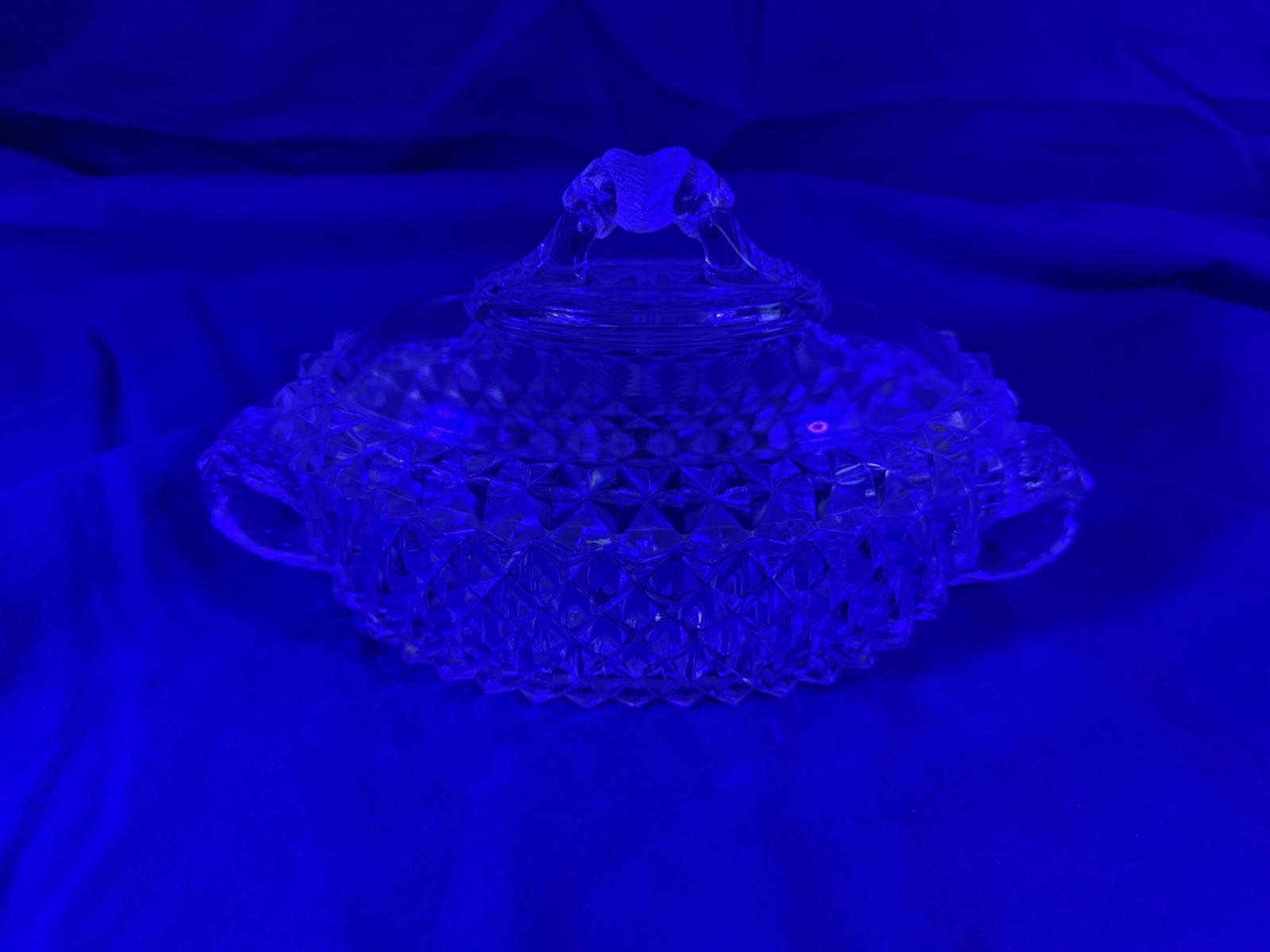 EAPG small serving dish w/lid. Lion handles. Bryce Bros. AMAZON pattern. c. 1890