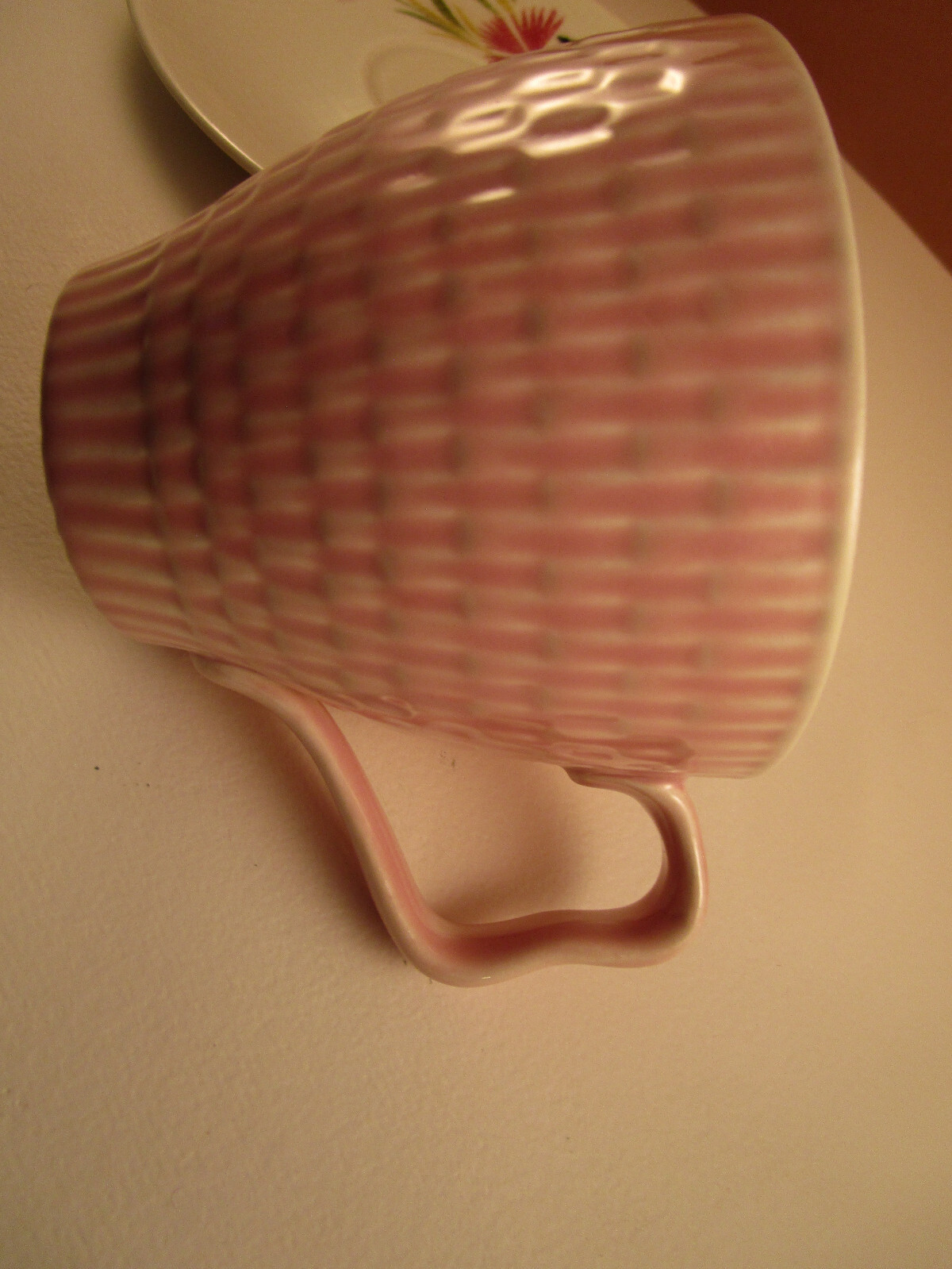 Vintage Red Wing Pottery Pink Spice Hand Painted Set of 3 Tea Cups & Saucers A