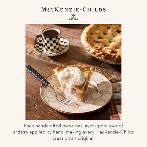 MACKENZIE-CHILDS Set of 2 Stoneware Espresso Cup and Saucer, Cute Courtly Check