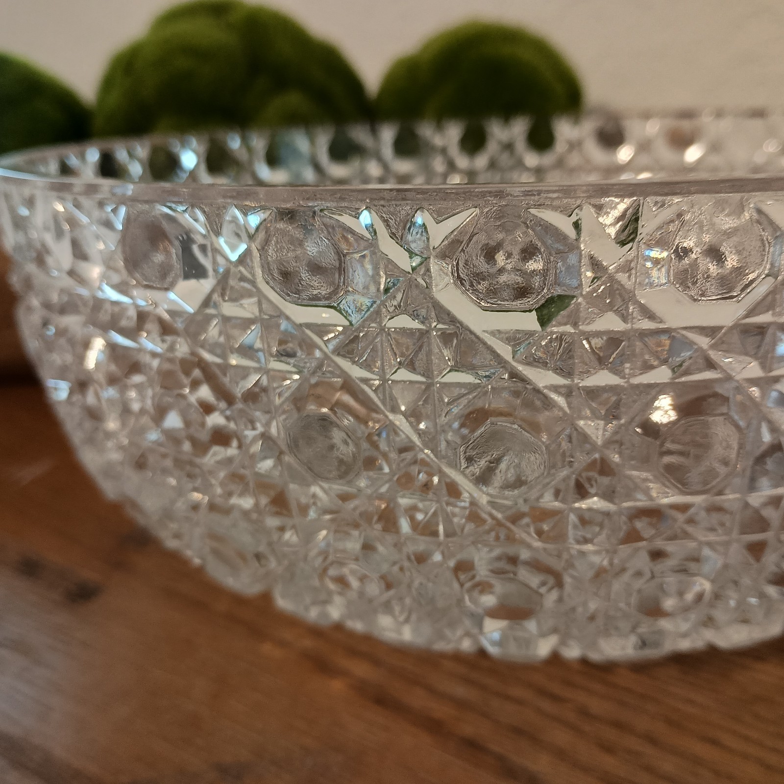 Federal Glass Windsor Clear 9 ¼” Serving Bowl Button And Cane Design Vintage