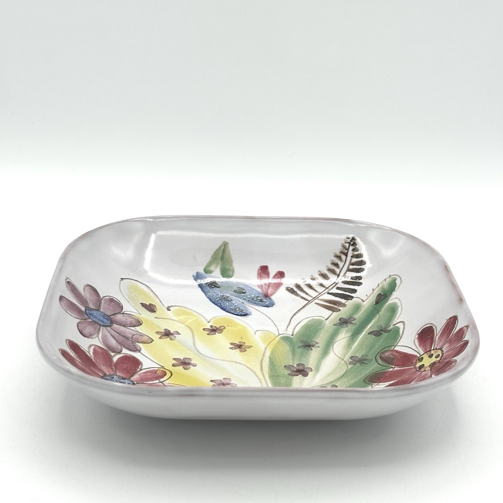 Vintage Arabia Ara Finland Hand Painted Decorative Bowl Floral 7.25 X 7.25 Inch