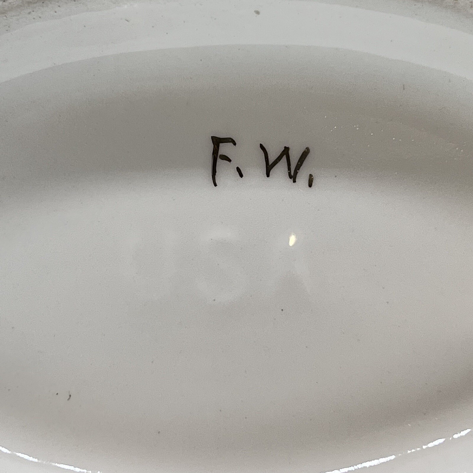 Gravy Boat Gold Trim & Handle Forget Me Nots Floral Vtg Gold Trim Signed F.W.