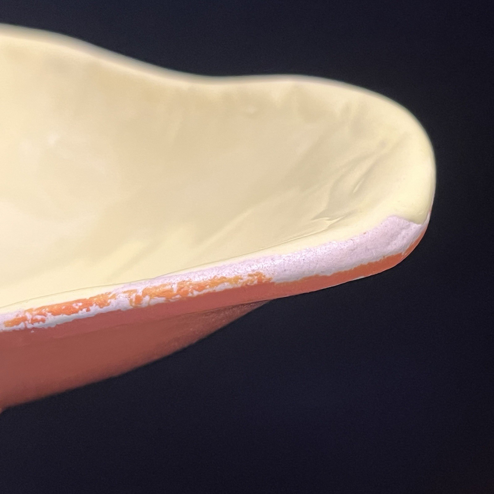 Vintage McCoy Pottery USA A5 Footed Bowl Asymmetrical Shaped Yellow & Orange
