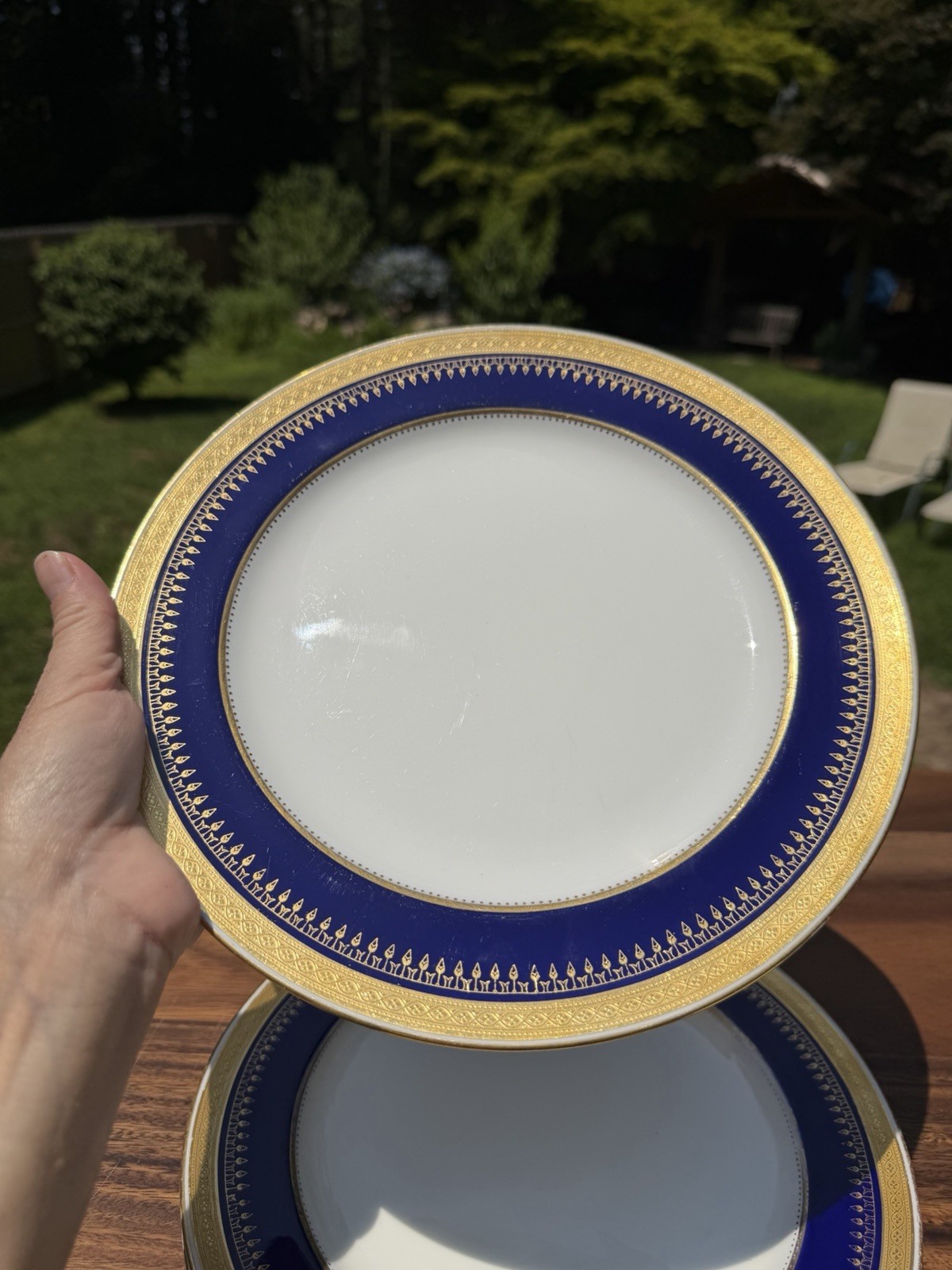 Antique Mintons Cobalt Blue Gold Encrusted Plates MW Beveridge Washington DC