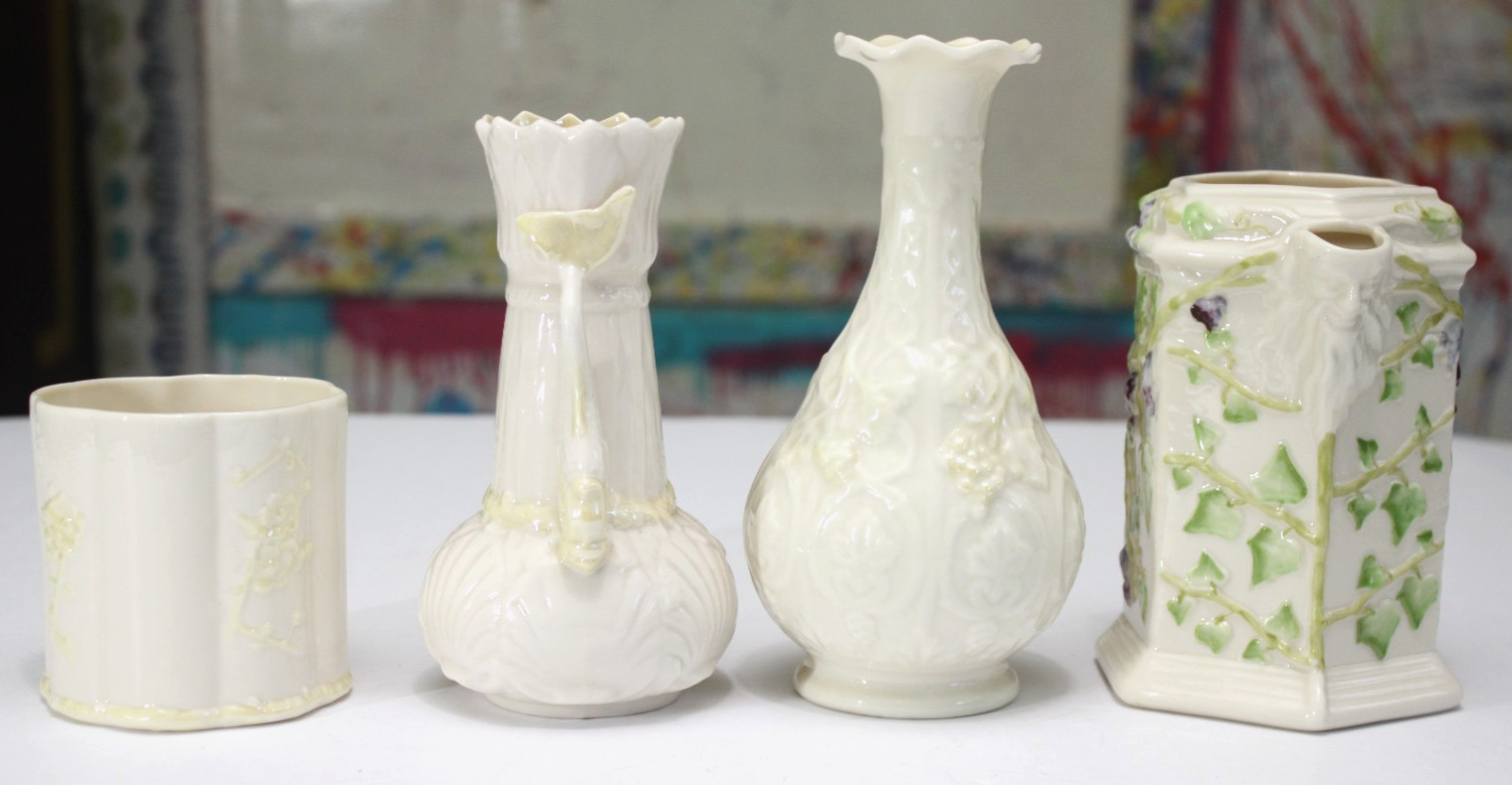 VINTAGE Mix of 19 Belleek Ireland Pottery Pieces 6th Mark (1965-1980) 3rd Green