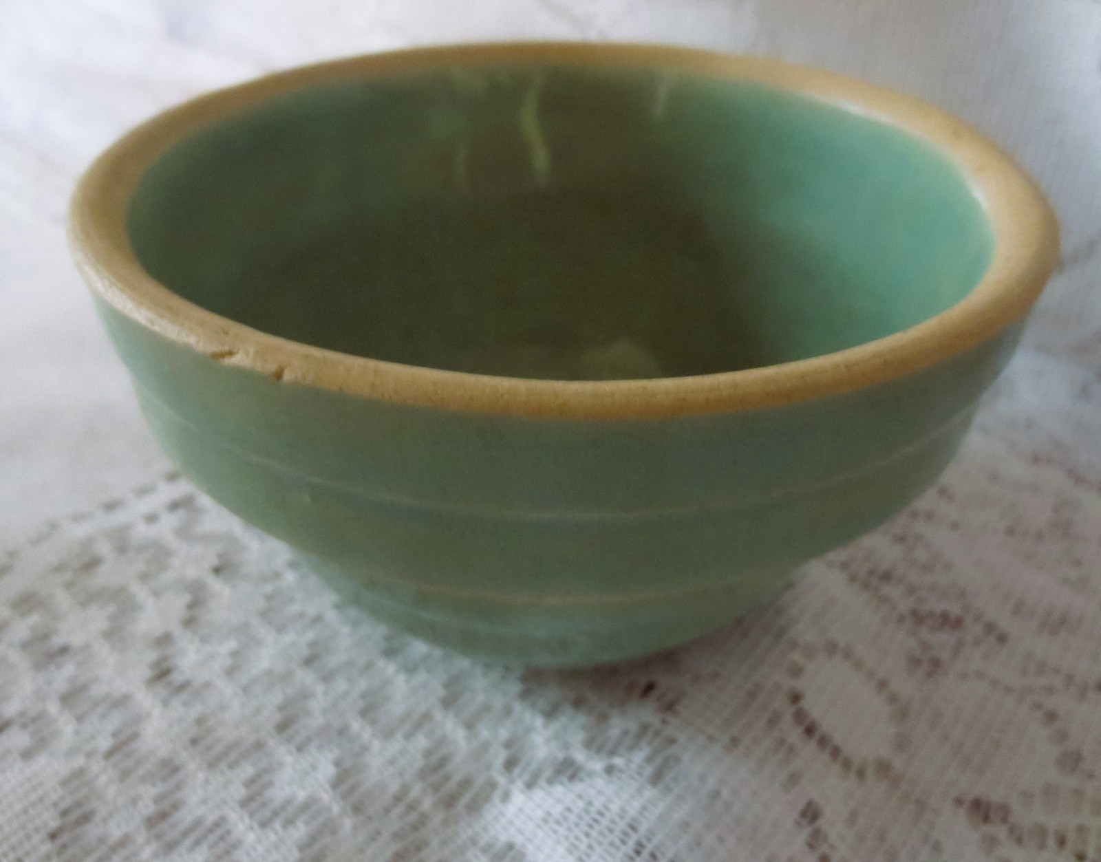 5″x3″ BOWL Ceramic Pottery MUTED GREEN Vintage Brooklyn New York Studio 5IN USA