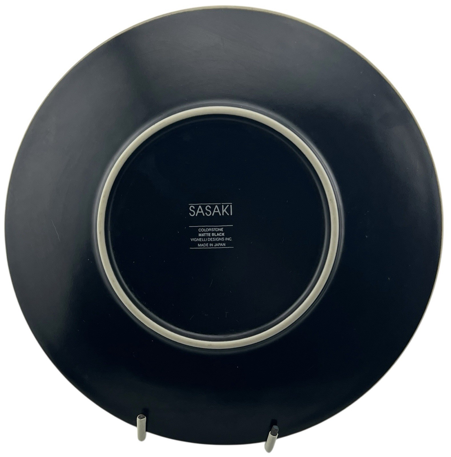 Sasaki Colorstone Salad Plate Matte Black Ceramic Japan 7.5” Excellent Condition