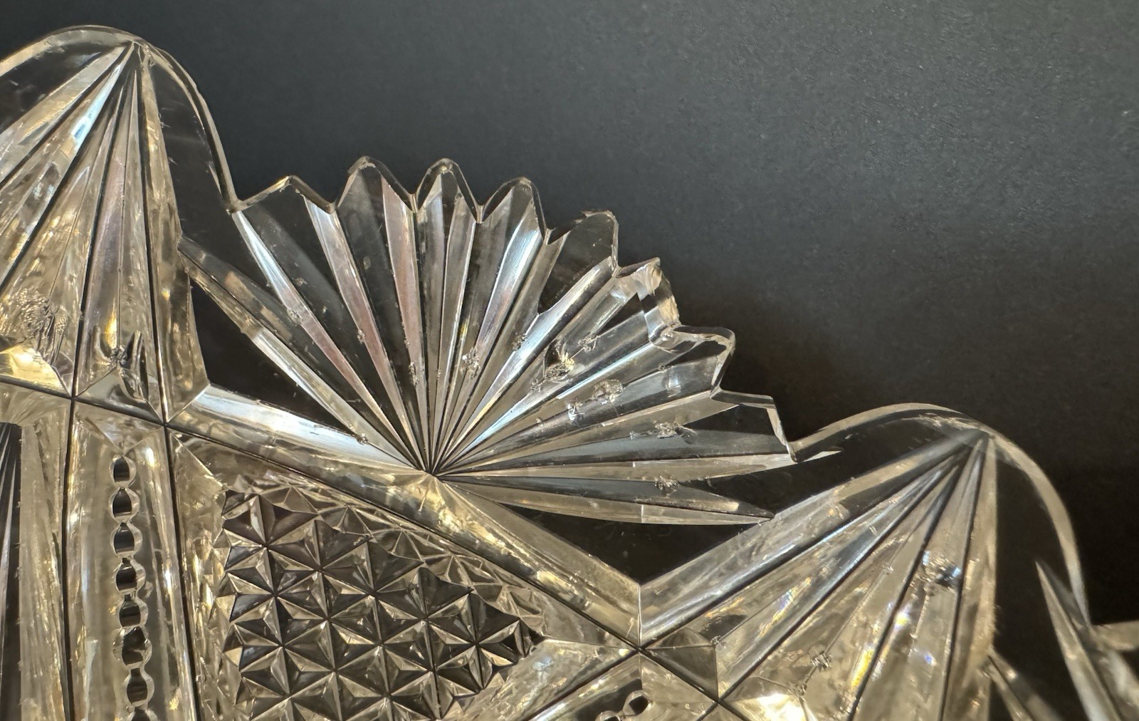 9” American Brilliant Period Crystal Glass Cut Bowl