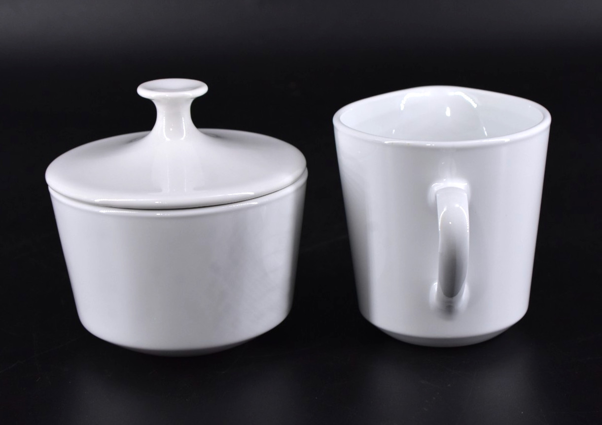 Vintage Corning Centura Coupe White Creamer and Sugar Bowl Set with Lid