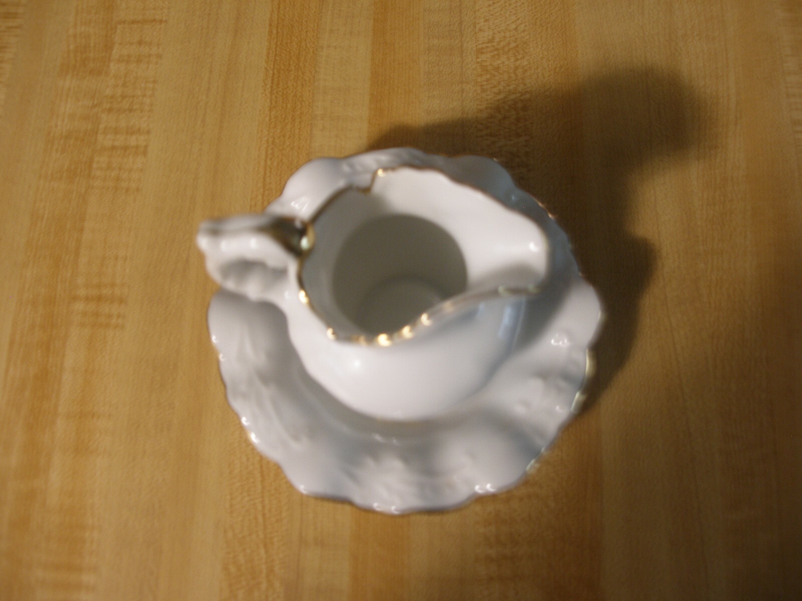Porcelain Creamer And Saucer With Gold Trim Vintage Japan EUC