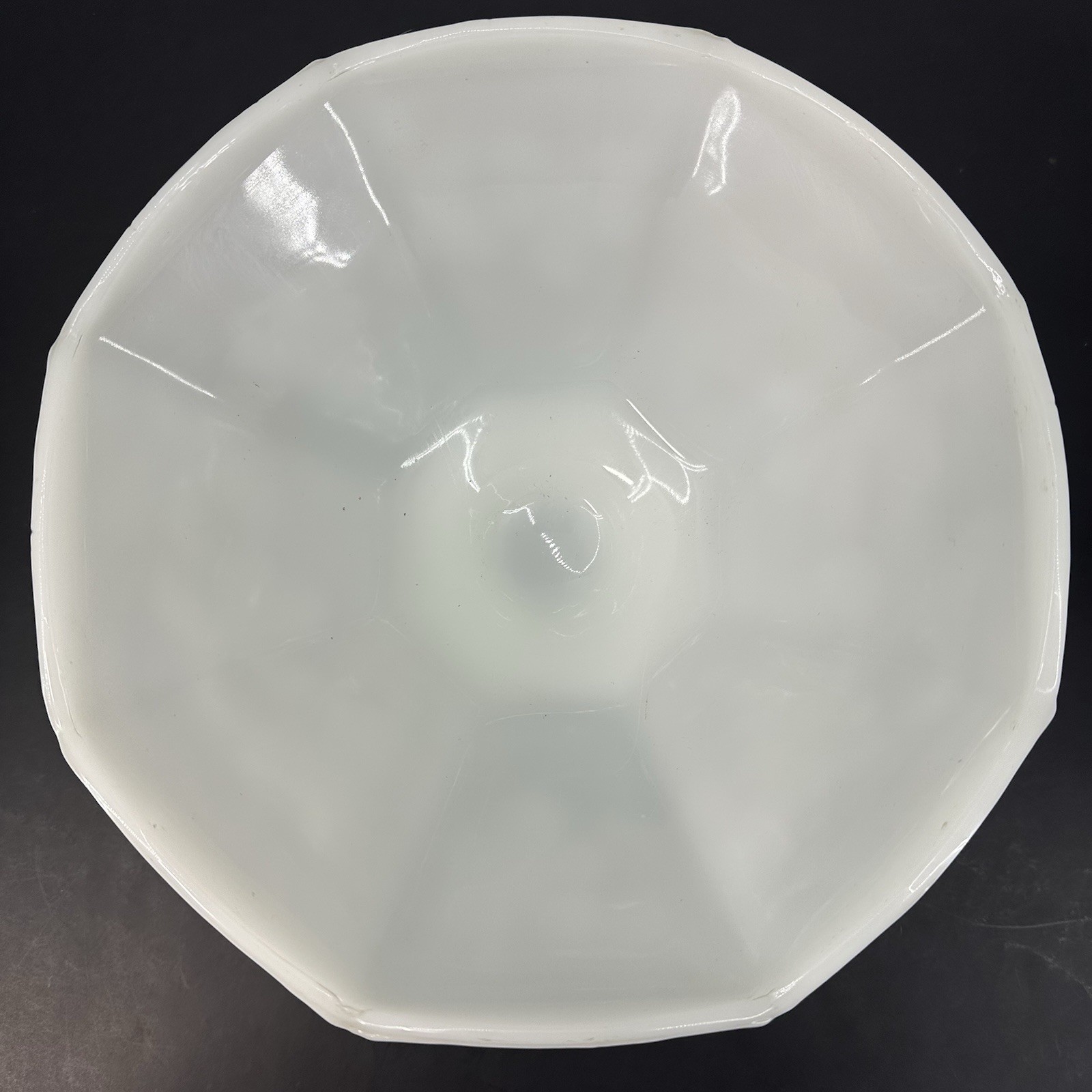Milk Glass Grapes and Leaves Footed Pedestal Fruit Bowl Octagon 9″