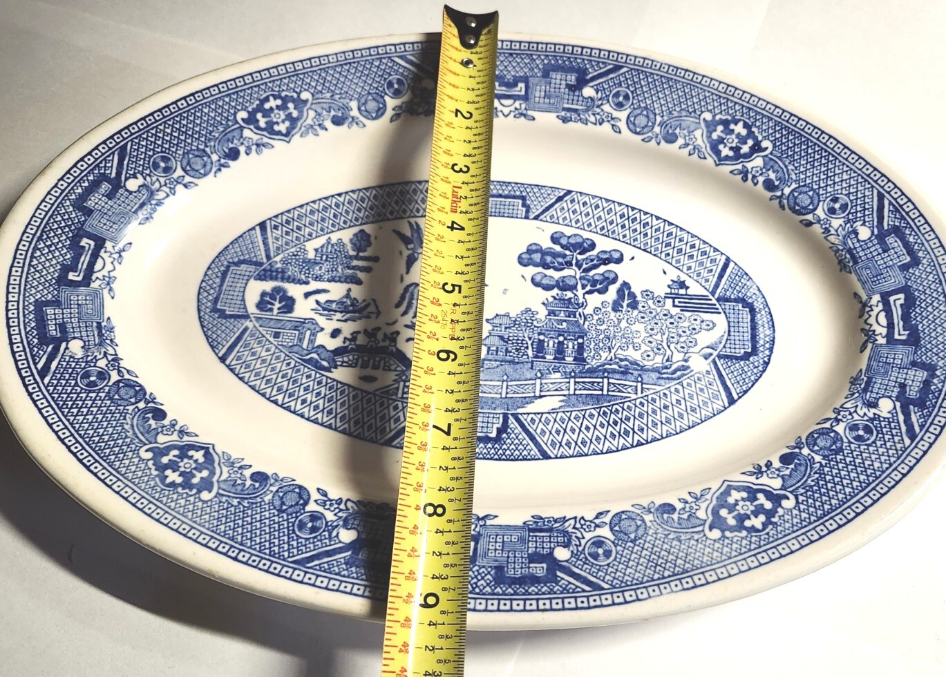 Buffalo China Blue Willow Oval Platter 13 1/2″ Vintage Ware Oneida Asian Scene