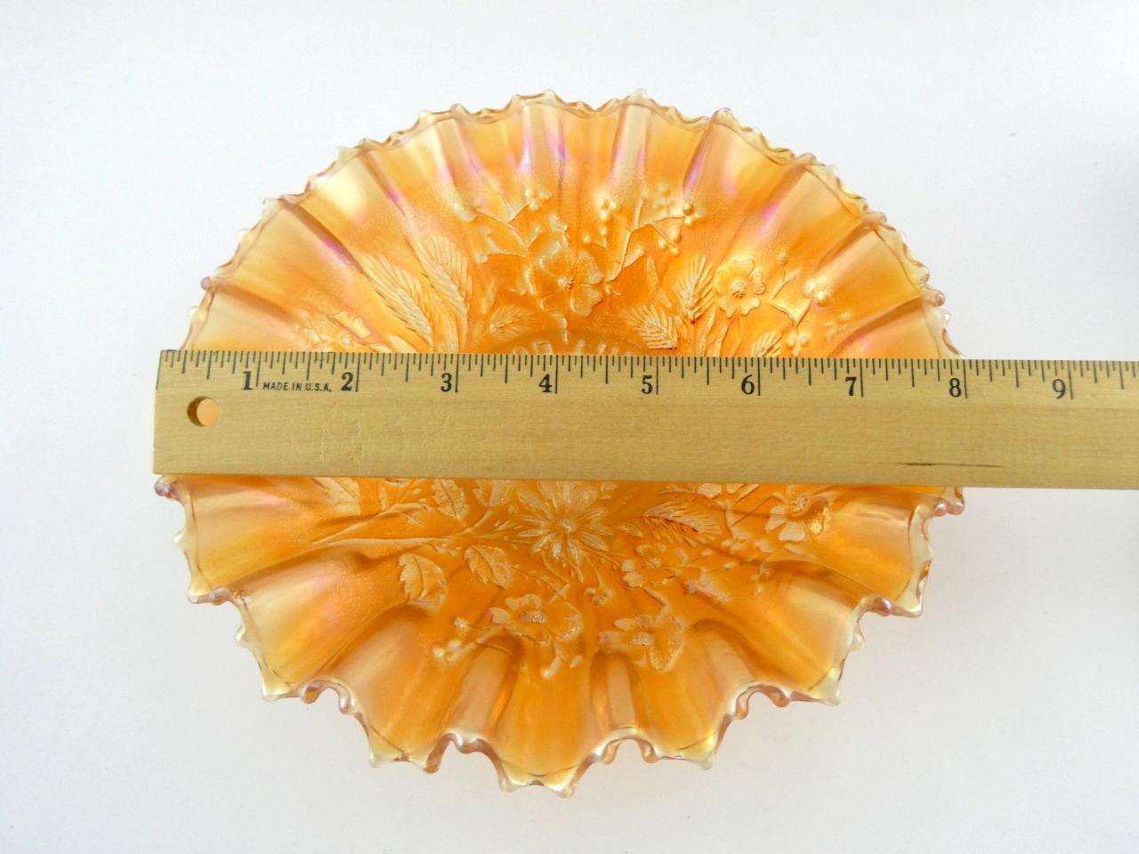 Northwood Marigold Carnival Glass Good Luck Bowl 8.5 Inch Diameter VERY GOOD