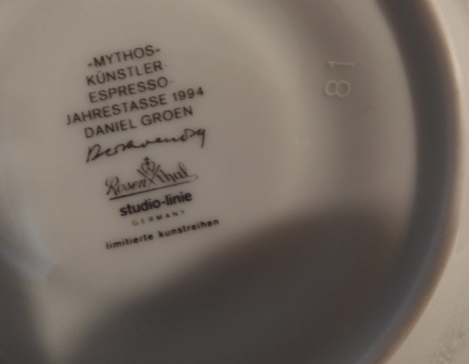 Rosenthal Espresso Cup Saucer Daniel Groen Mythos 1994 Gold Nude Woman RARE