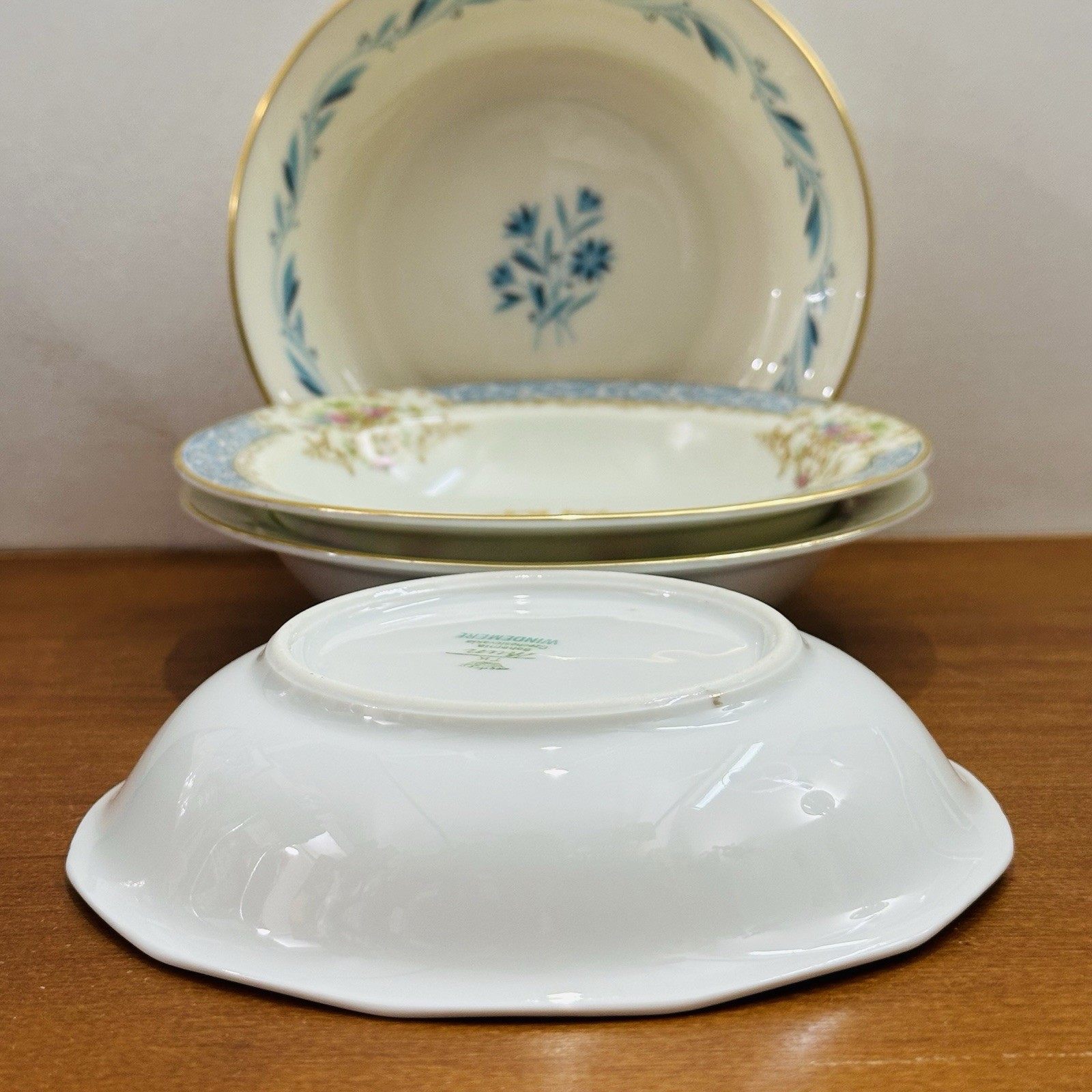 4 Vtg Mismatched China Dessert Bowls Bowl Set Mixed Rose Gold Pink Floral