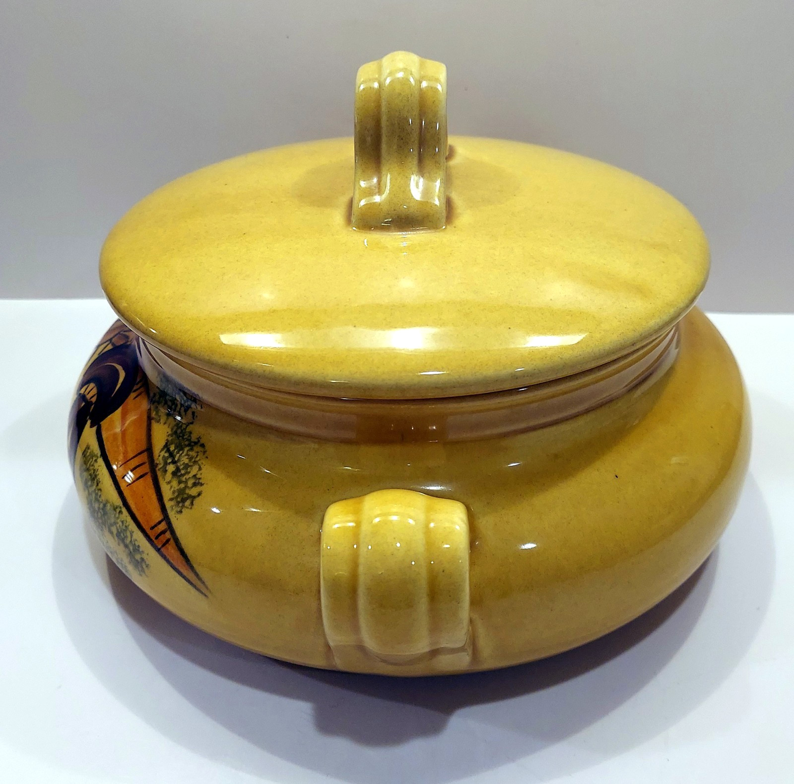 1971 Los Angeles Potteries Ovenware #407 Harvest Gold w/Mushrooms/Carrots Tureen