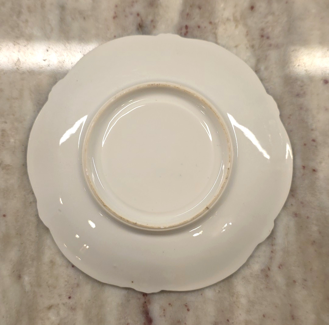 RS Prussia Cup and Saucer w/ Flowers Antique 1888-1910 w/ Red Star Green Wreath