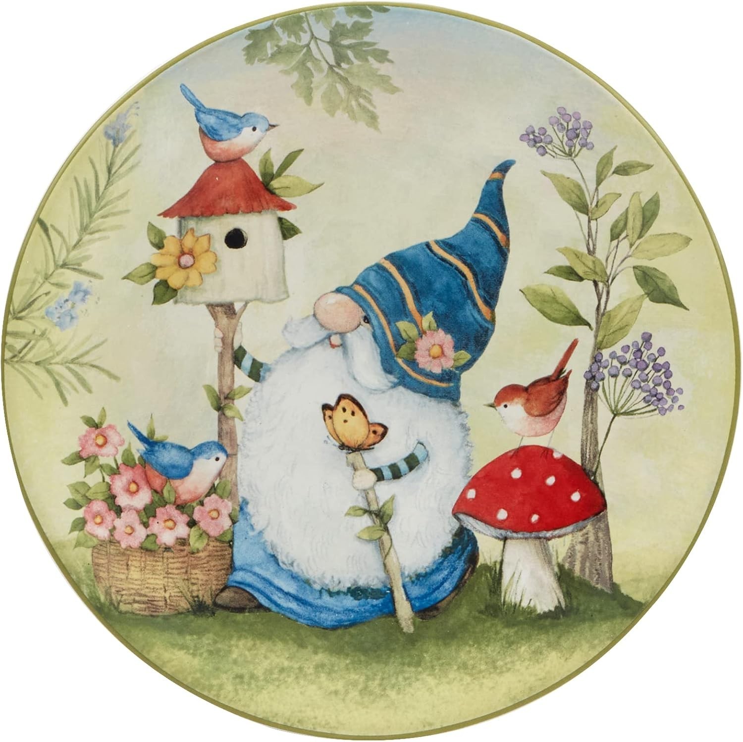 Garden Gnomes 9″ Salad/Dessert Plates, Multicolor, Mediu