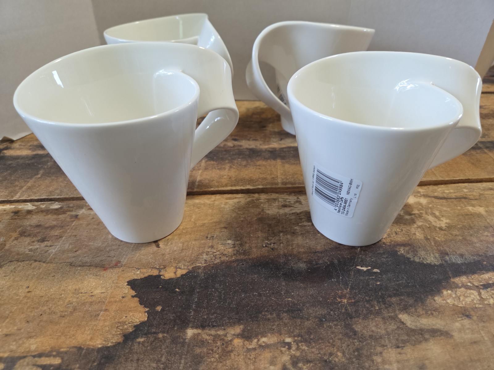 Set of 4 Villeroy Boch Coffee Mug Cup #1748 White NEW WAVE NEW!
