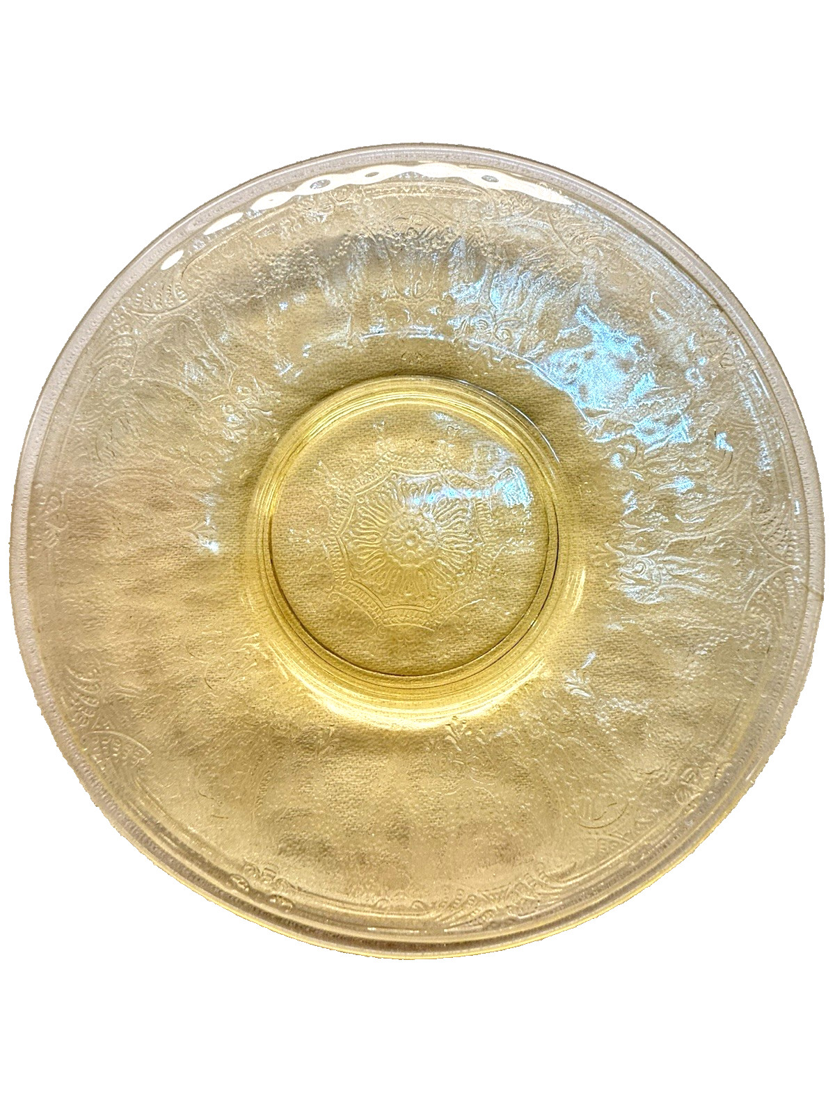 VTG Anchor Hocking Yellow Depression Glass Cameo Ballerina 6″ Saucer Set of 3