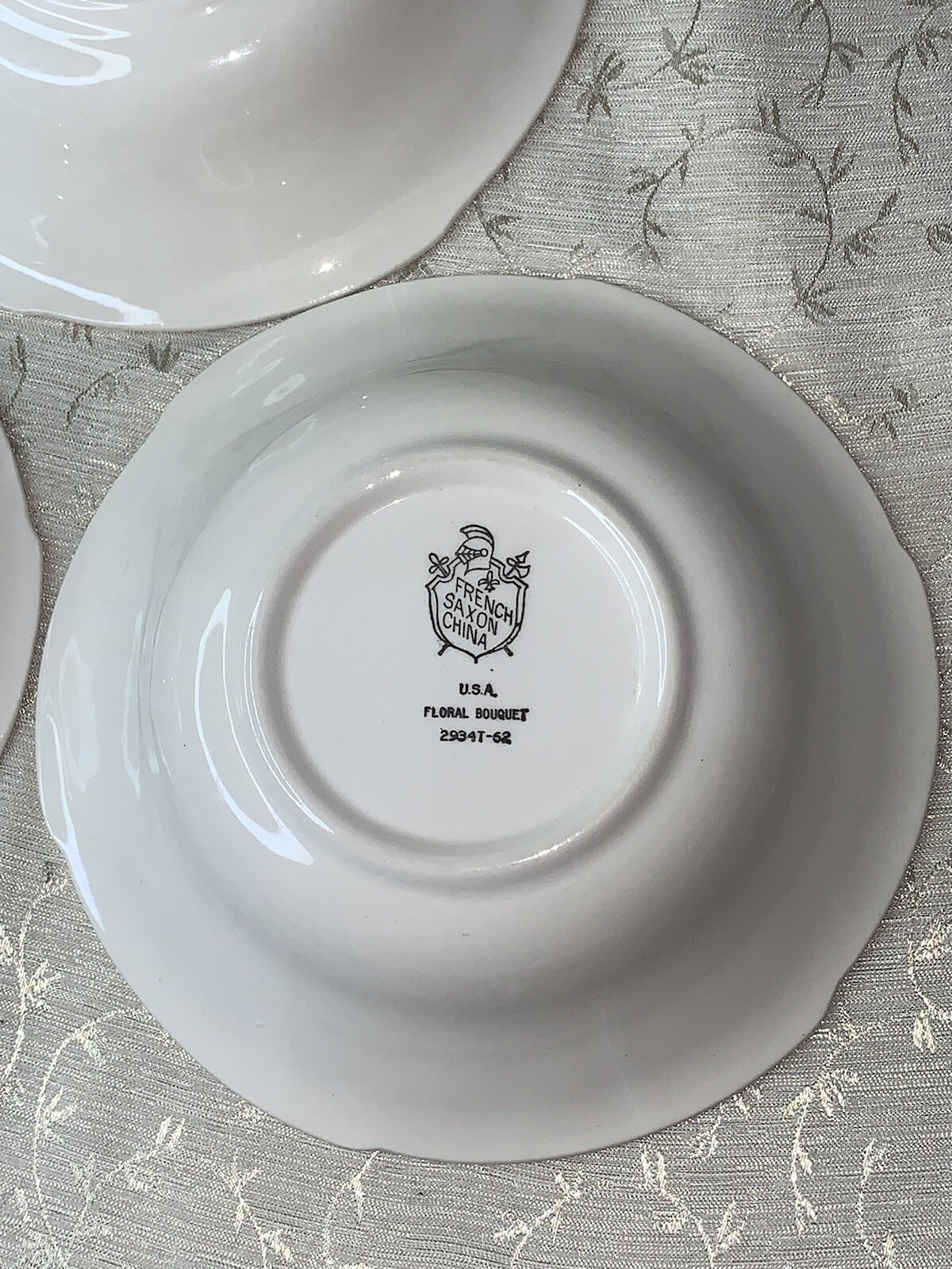 Vtg French Saxon China 6” Floral Bouquet Scalloped Embossed Edge Bowls Set Of 3