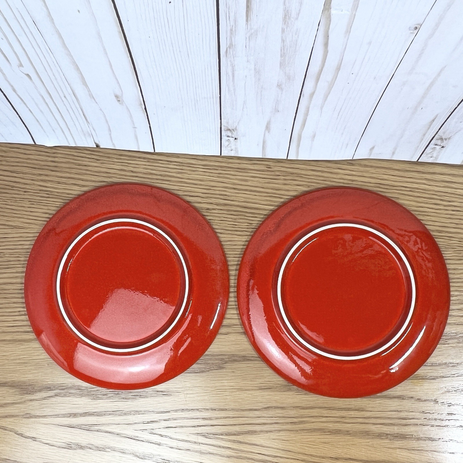 Waechtersbach Germany Red Christmas Tree 7.75″ Salad Plates Bread Dessert Set 6