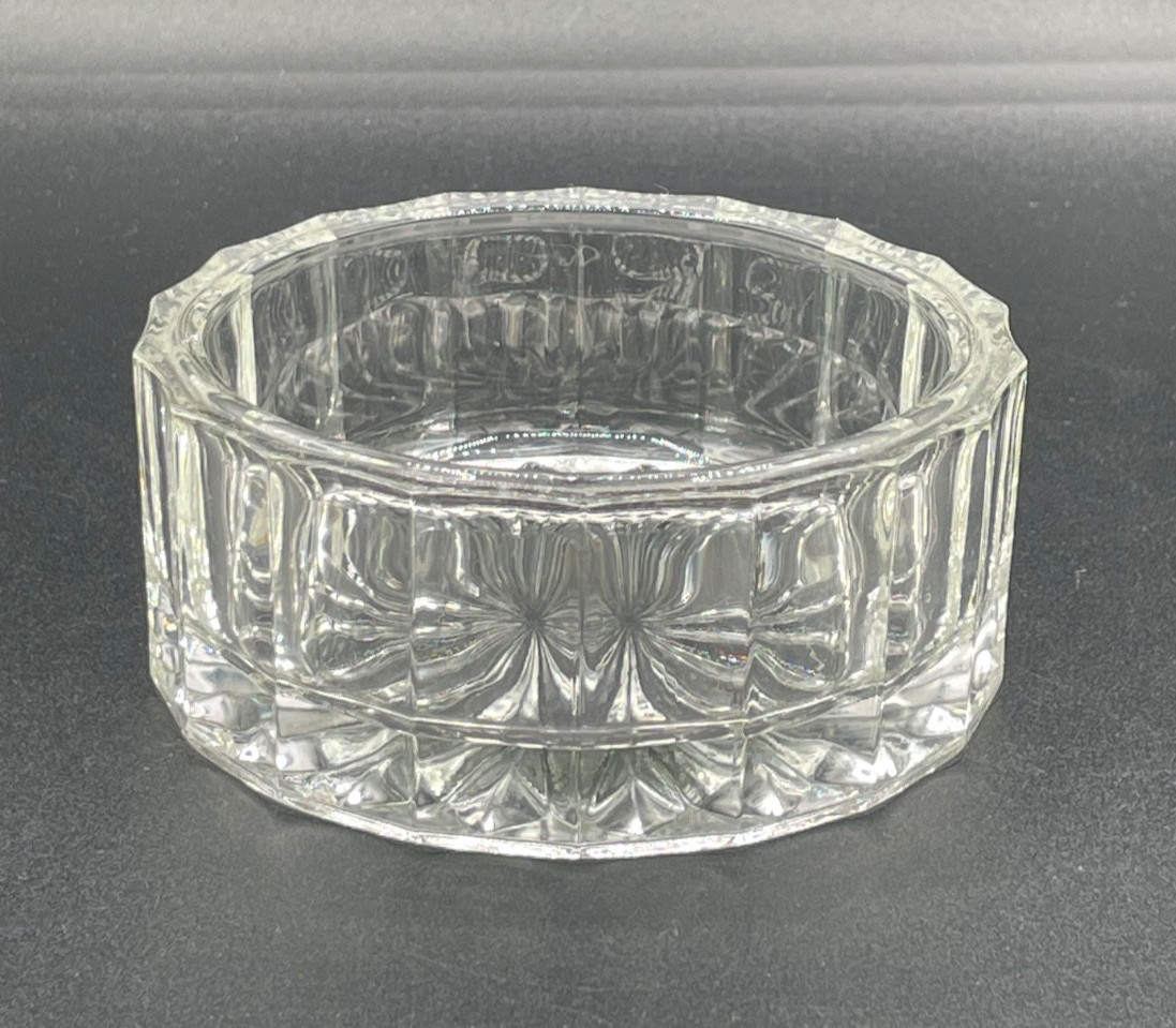 KIG Indonesia, Geometric Pattern w/Sunburst Clear Glass Candy or Trinket Dish